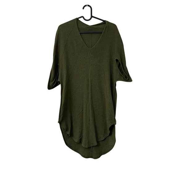 Haat Heart Issey Olive Green Artsy Lagenlook Botanical Tunic Top Womens Size 4